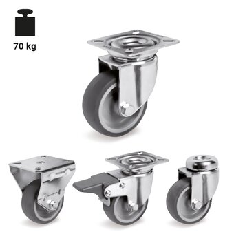 TR-38-S-Ruedas de goma termoplástica gris anti-huella